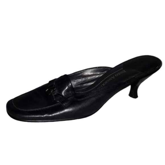 ENZO ANGIOLINI black leather mule slide heels 6.5 - Picture 2 of 6